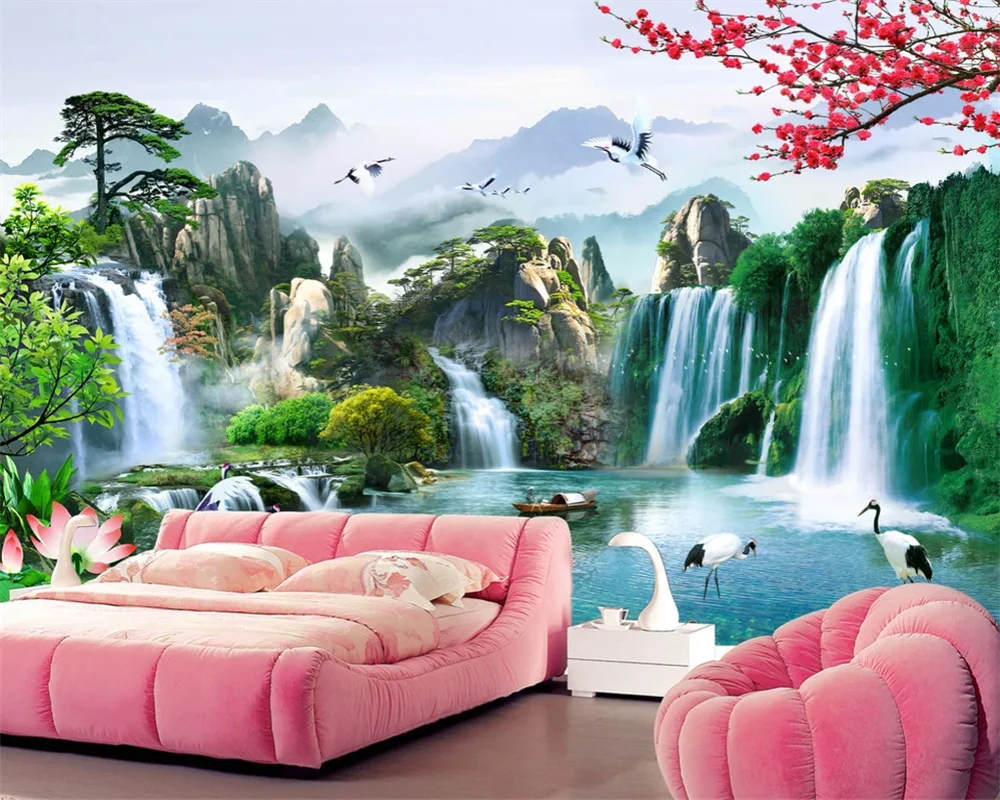 3D-обои beibehang в китайском стиле с изображением водопада природного пейзажа