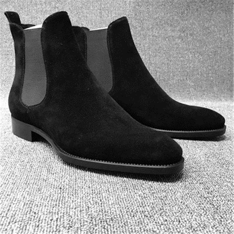 Mens Faux Suede Chelsea Boots High-top Pointed Toe Ankle Walking Shoes Wear Resistant Casual Botas Mujer Size 39-48 | Обувь