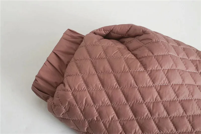 

Women 2020 Fashion Oversized Parkas Argyle Jacket Padded Coat Vintage Long Sleeve Pockets Female Outerwear Chic Tops C252