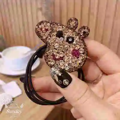 A Disney мультфильм девушка свинья Минни Кристалл Застежка-молния резинка для волос кольцо для волос карамельного цвета - Цвет: A