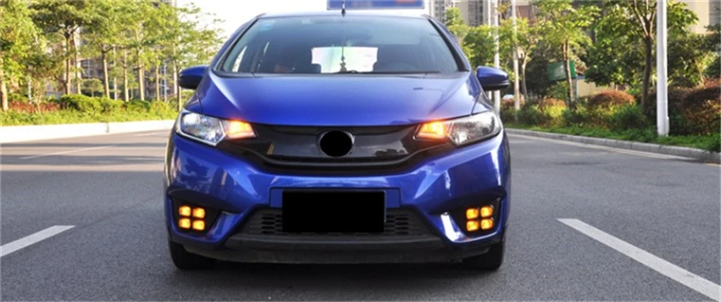 Автомобильный мигающий для Honda jazz fit светодиодный DRL дневные ходовые огни Дневной светильник водонепроницаемый сигнальный желтый светильник для вождения