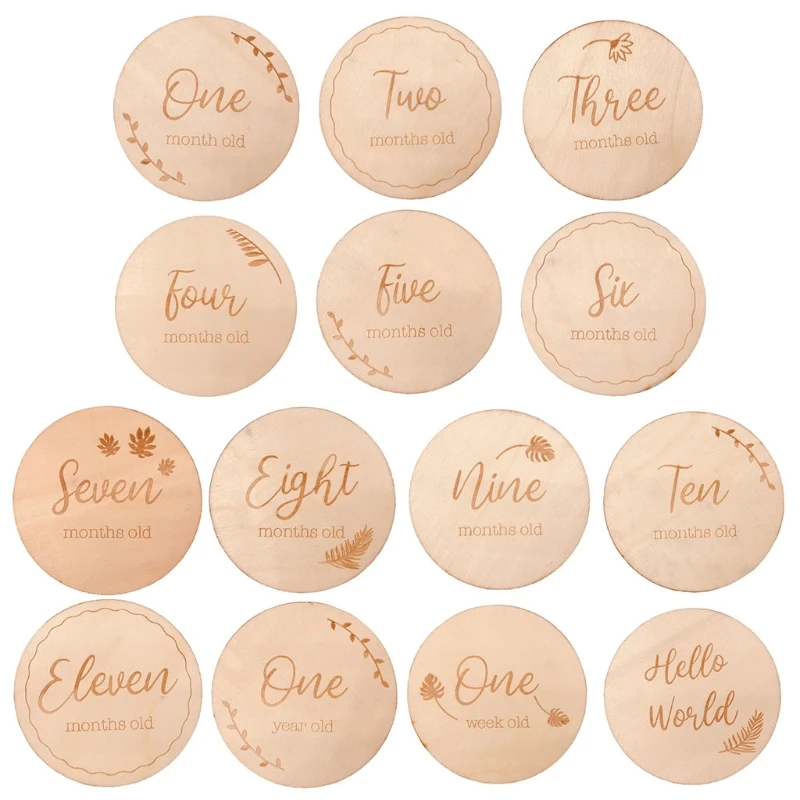 Tarjeta de Evento de beb&eacute; de madera, tarjetas de grabaci&oacute;n de crecimiento mensual para reci&eacute;n nacido, tarjetas conmemorativas de nacimiento hechas a mano, accesorios de fotograf&iacute;a-3