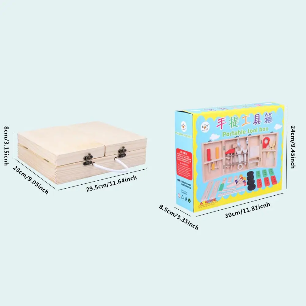 

DIY Portable Multifunction Wooden Tool Toys With Storage Box Pretend Play Toolbox Kid Tool Kit Educational Construction Tool