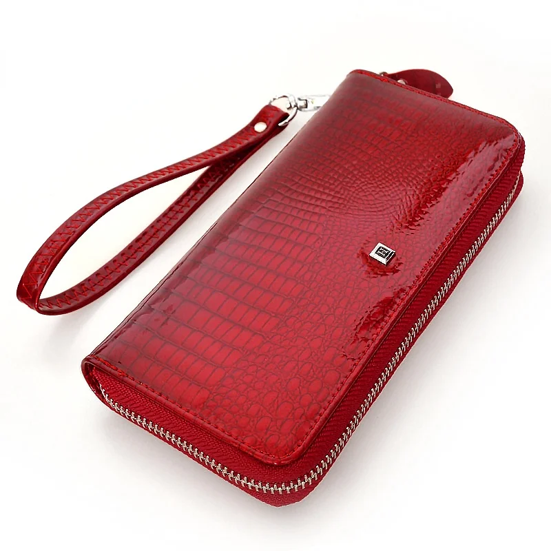 

Genuine Leather Women Wallets Luxury Brand High Quality Fashion Girls Purse Card Holder New Design Long Wristlet Clutch