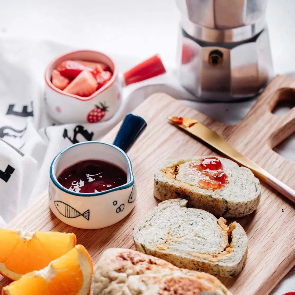 

Ceramic Sauce Dish Creative Cute Cartoon Pattern Seasoning Dish With Handle Multifunctional Mini Tableware Kitchen Supplies