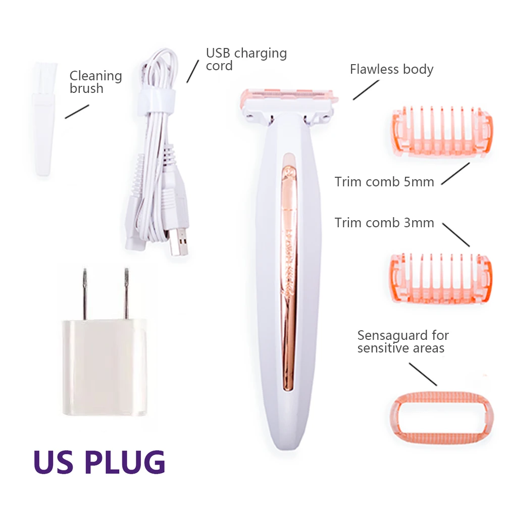 US Plug 6 в 1 перезаряжаемый Электрический Триммер бикини для тела, набор для женщин, портативная Бритва для удаления волос на лице, бритва, машинка, Прямая поставка - Цвет: US Plug