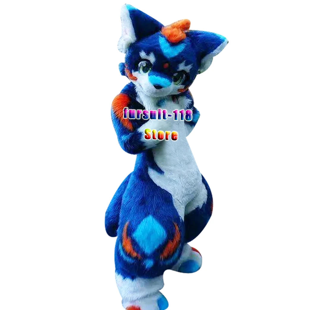 Fursuit длиннохвостая хаски собака лиса волк костюм талисман мех мультфильм кукла