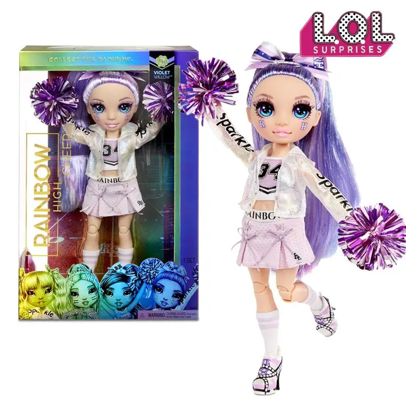 

MGA 28Cm Rainbow High Cheer Violet Willow Purple Fashion Doll with Cheerleader Doll Outfits and Accessories Toys Gift for Girls