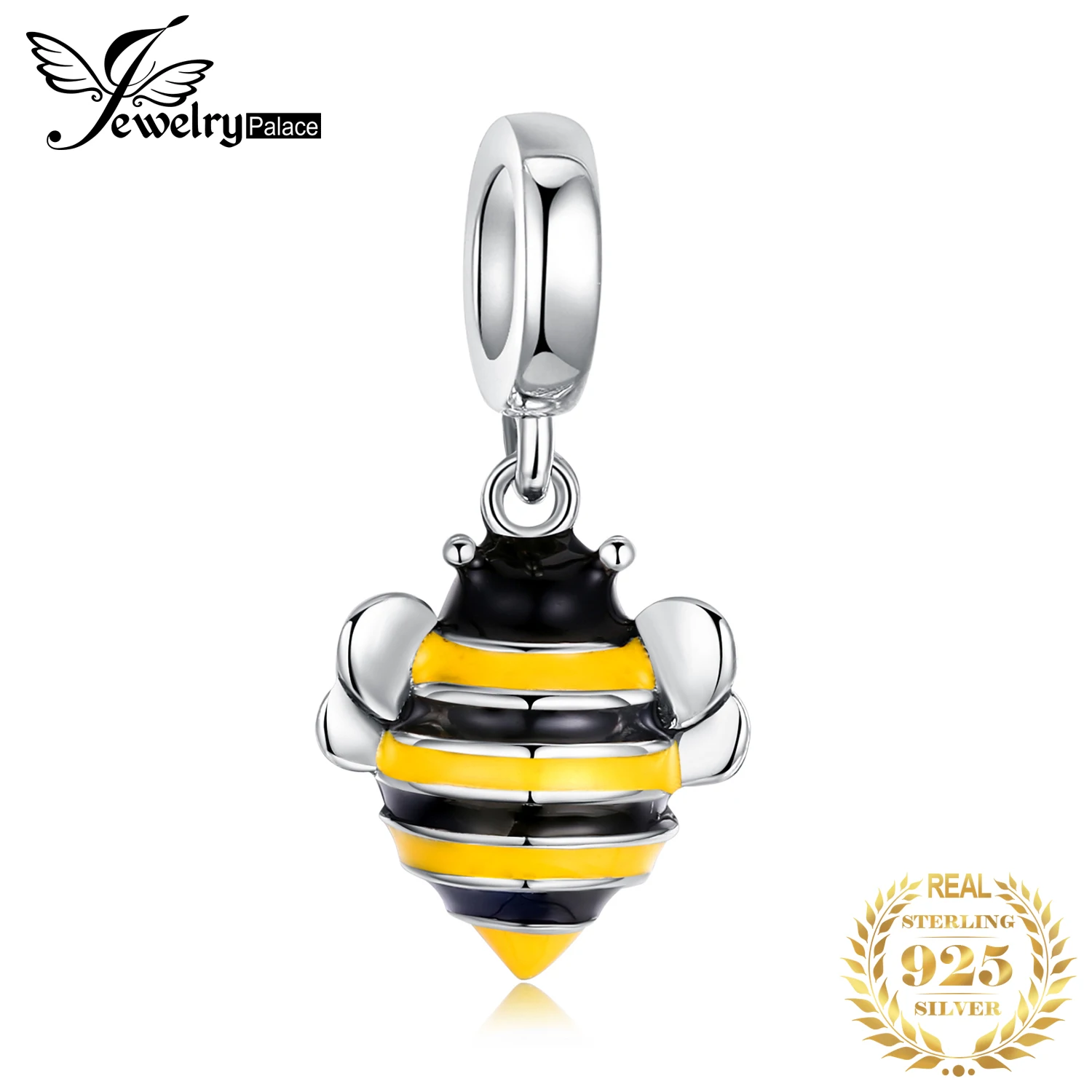 JewelryPalace Black And Yellow Enamel Bumble Bee Bead Charm Fit Bracelets Pendant Baking Finish Animals Not Include A Chain | Украшения и