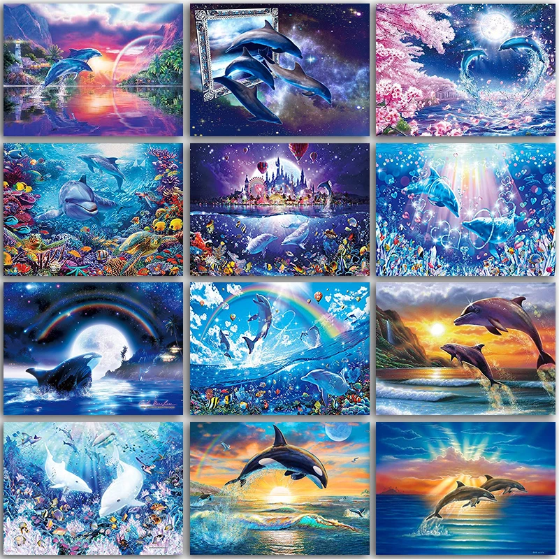 5D алмаз Краски ing Животные комплект Dolphin Sea world льва Обувь с искусственными
