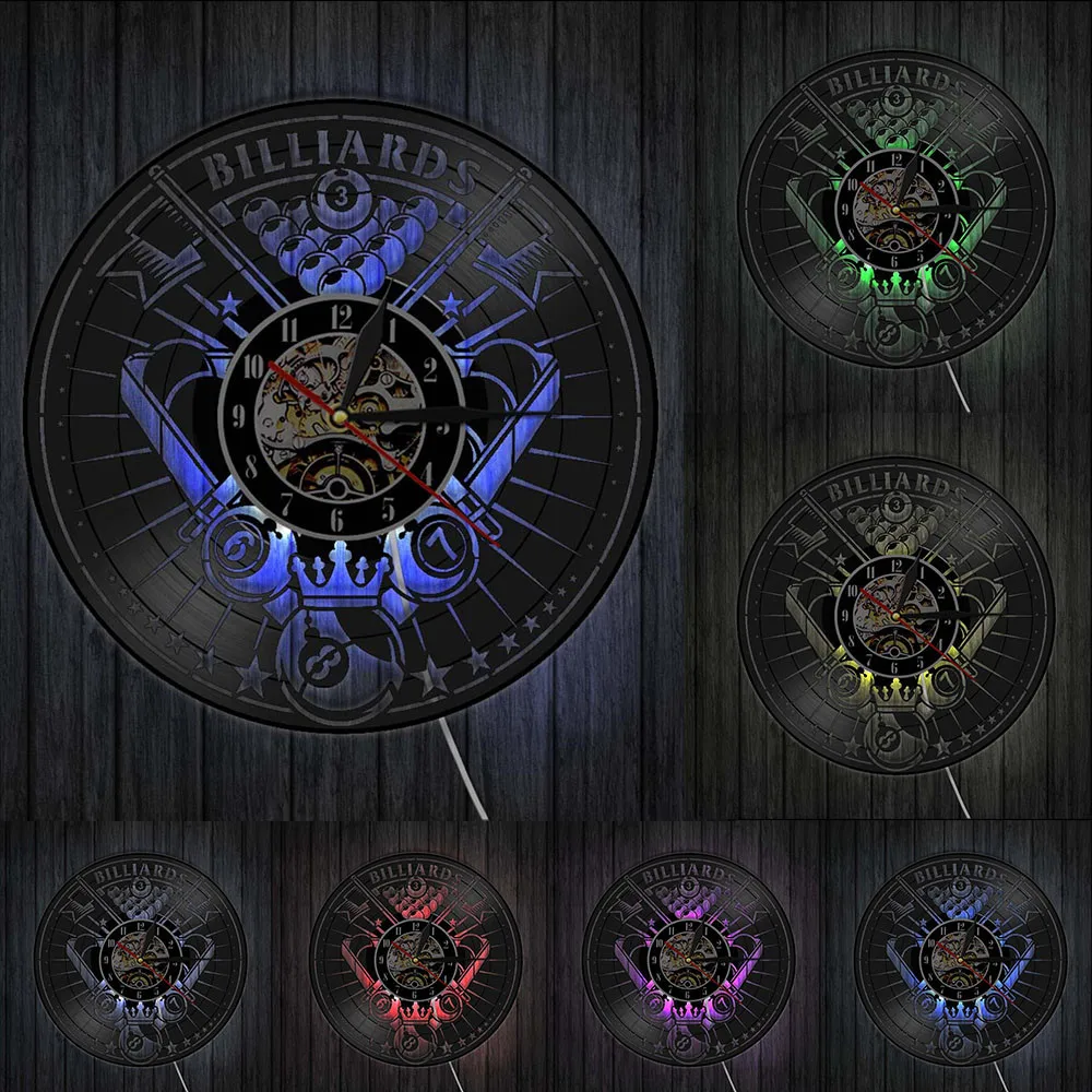 Бильярд виниловая запись бесшумные настенные часы комната Настенный декор плеер