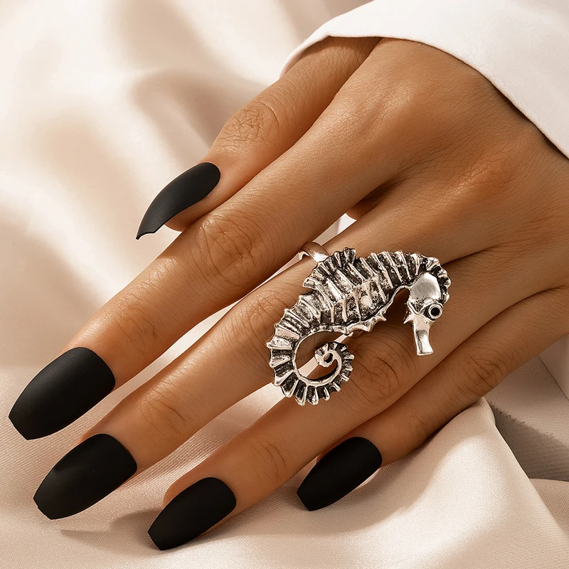 Кольцо docona в стиле ретро гиппокамп для женщин креативное геометрическое