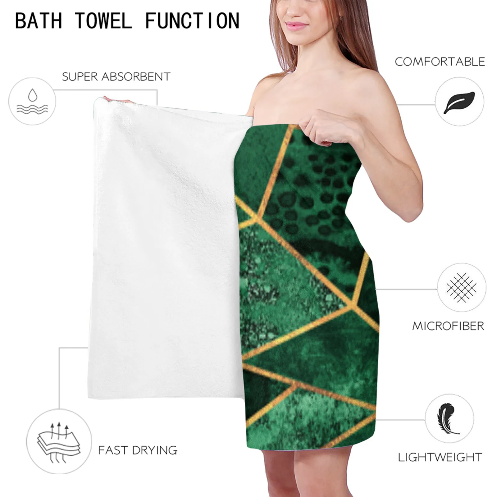 Глубокое Изумрудное банное полотенце дорожное пляжное из микрофибры Товары для
