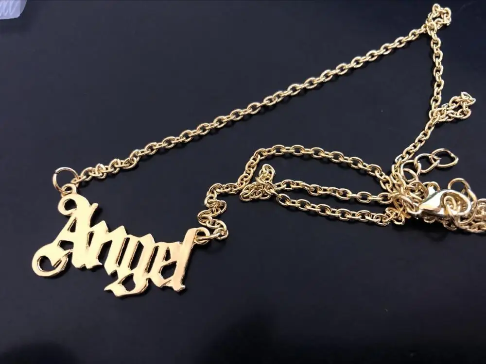 2020 золото цвет милый ангел буквы Подвески Сплав ожерелье для женщин девушек Femme |