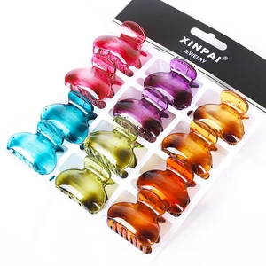 Imported 12PCS Tortoiseshell Plastic Small Hair Claw Clips Women Girls Colorful Acrylic Crab Hair Clamps Barr