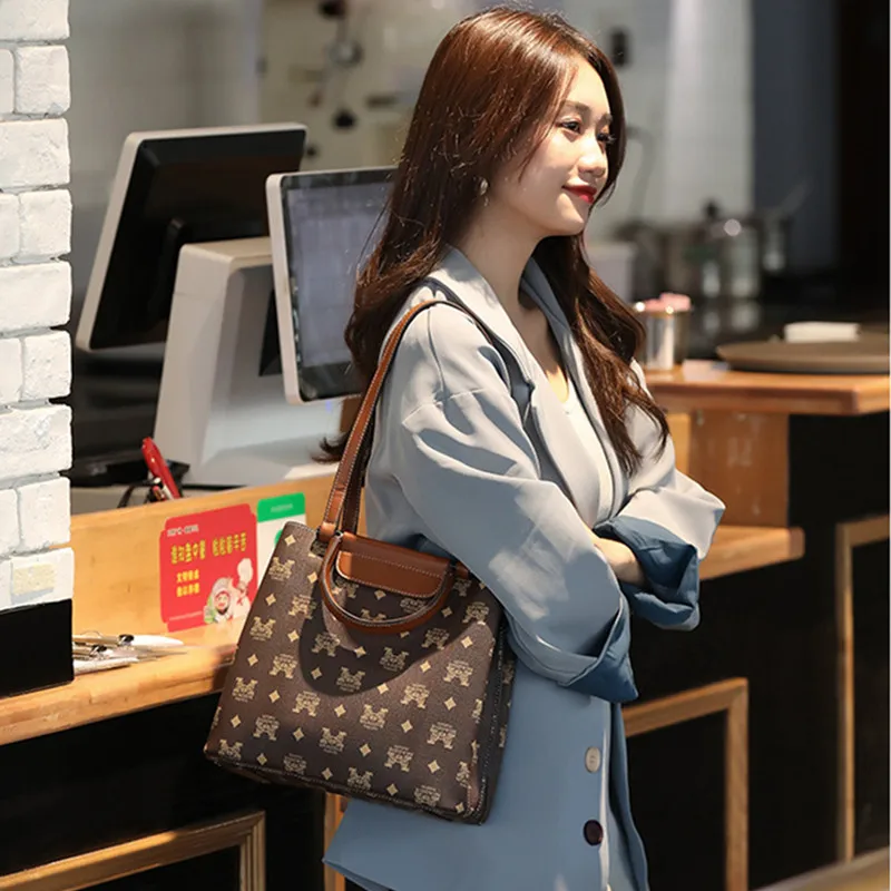 

High-quality Leather 2021 New Fashion All-match Tote Bag Large Capacity Ladies Shoulder Diagonal Bag Purses and Handbags Sac