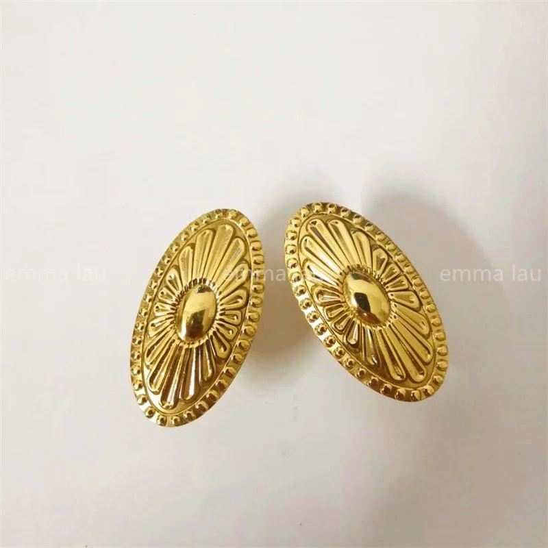 Овальные Твердые латунные ручки ручка для шкафа одно отверстие золотая