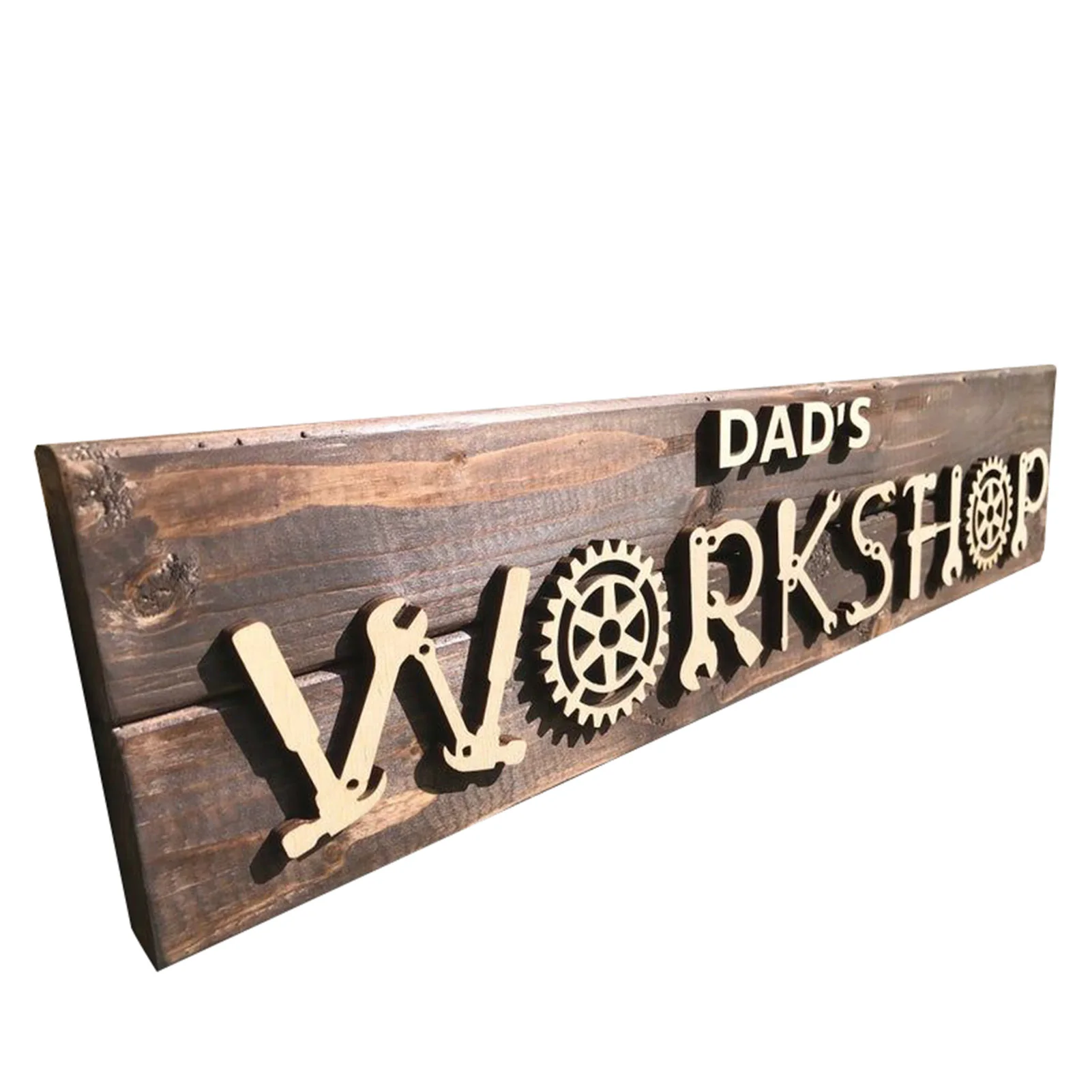 

Wood Workshop Sign Husband Dad Grandfather Birthday Gift 3D Lettering Home Desktop Decor adornos para cuarto