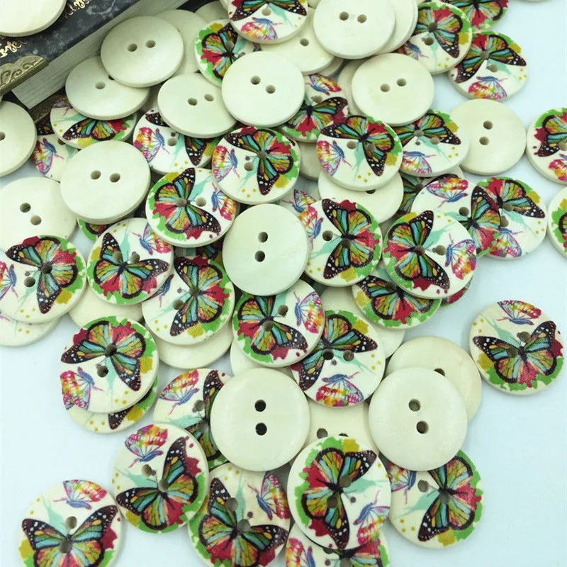 100 шт. деревянные круглые пуговицы для шитья или скрапбукинга|Пуговицы| |