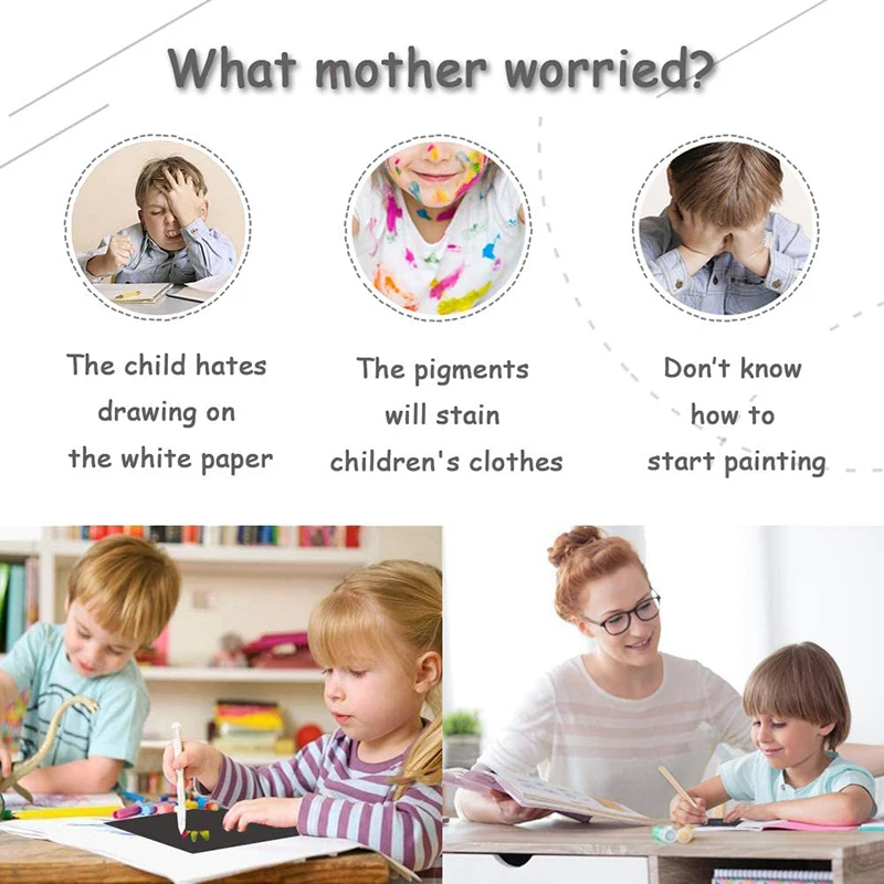 Дети DIY живопись техникой соскабливания Примечание 10 листов Magic Цвет Радуга