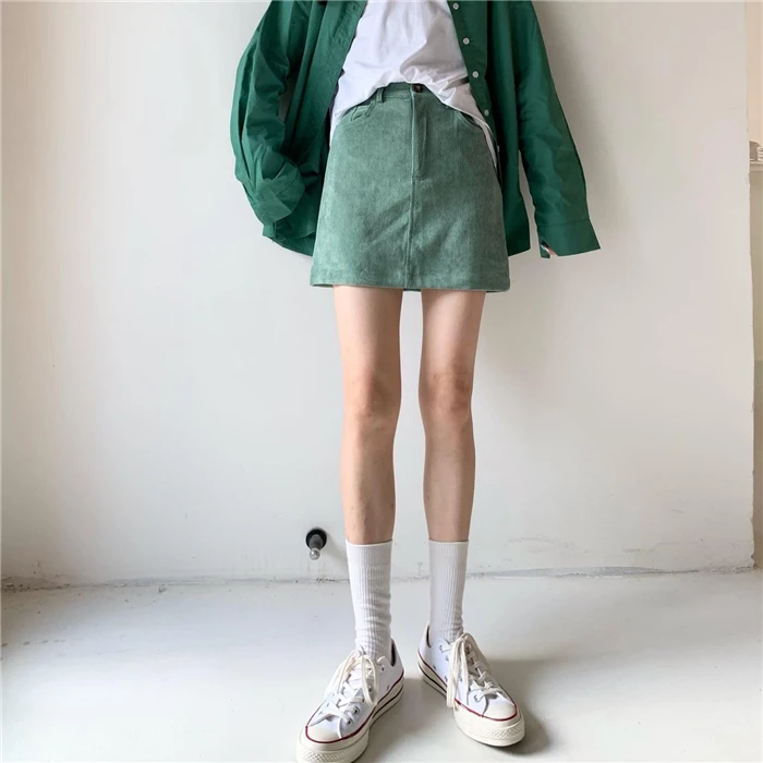 Вельветовая юбка в стиле ретро Корейская версия новинка 2021 летняя тонкая