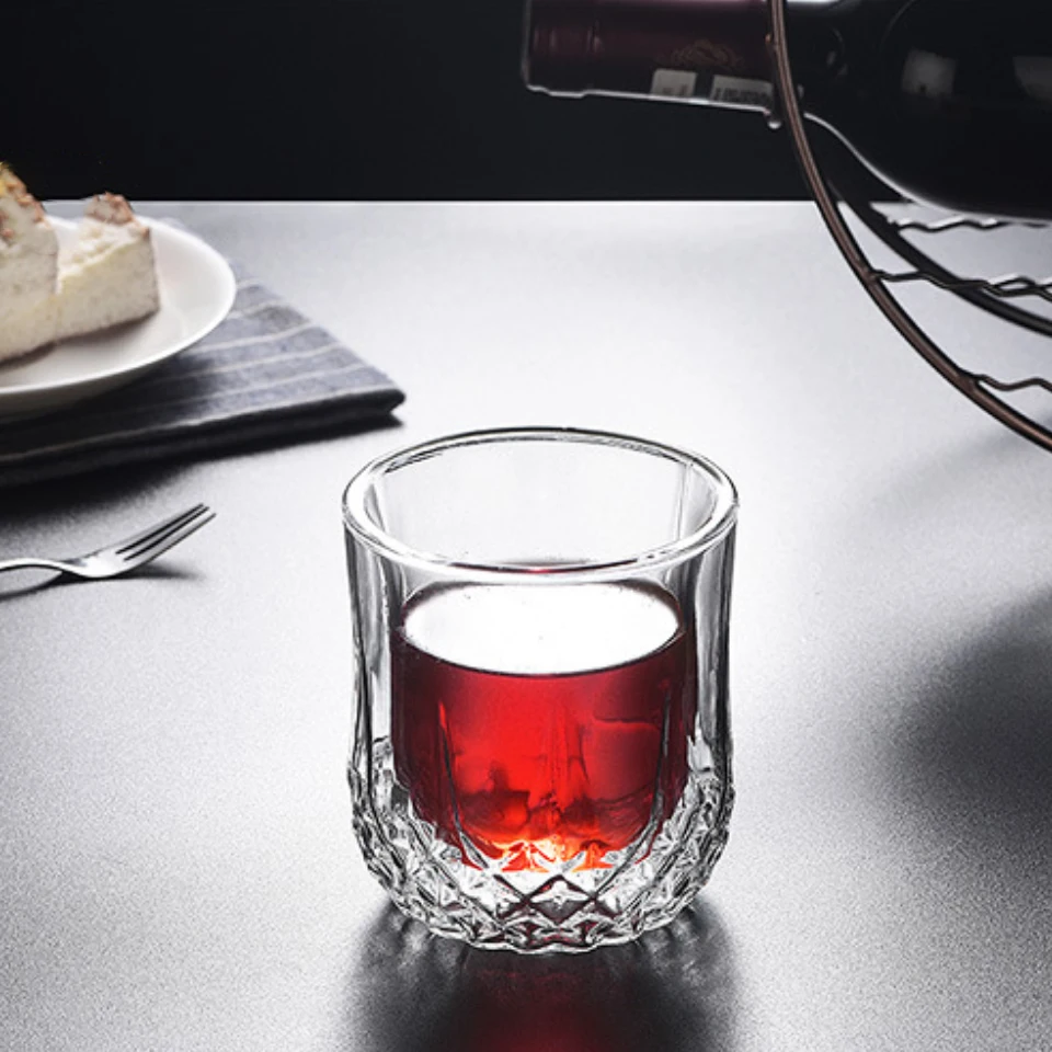 Термостойкая стеклянная чашка с двойными стенками для виски пива кофейная