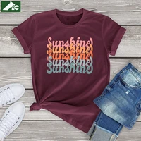 100 cotton womens sunshine pattern t shirt funny color letter print t shirt vintage short sleeve summer unisex casual tee tops
