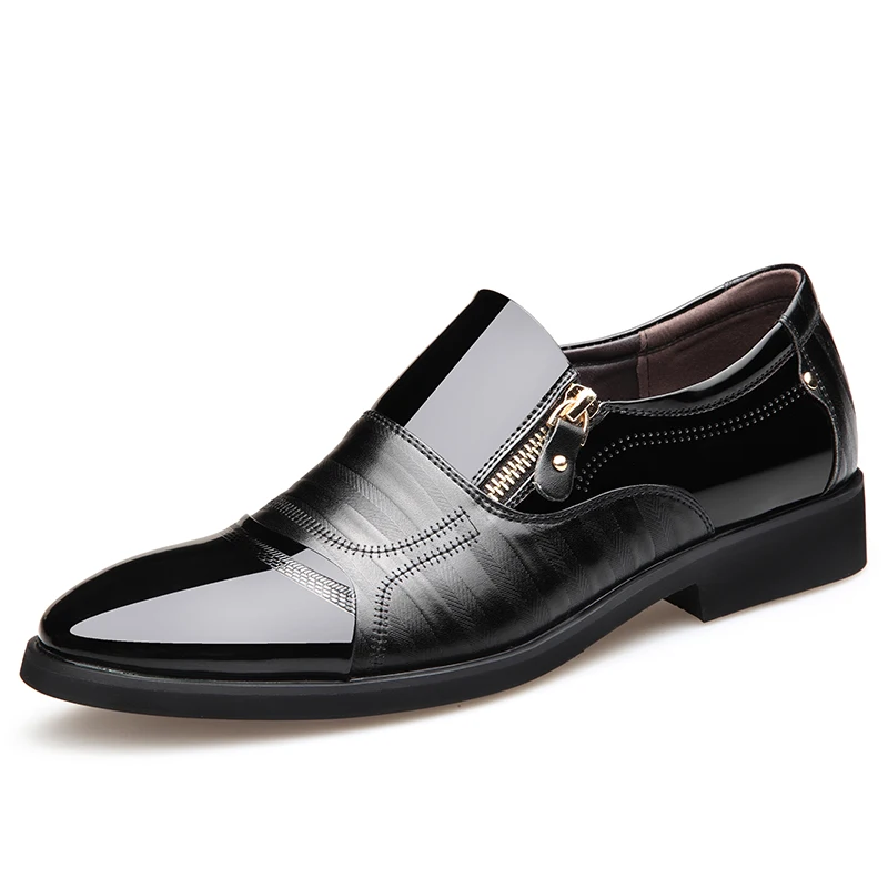 black dress shoes 1 Merkmak/Мужская обувь с острым носком; классическая деловая Мужская официальная кожаная обувь; Модная элегантная мужская офисная обувь; вечерние и свадебные туфли - Цвет: black dress shoes 1