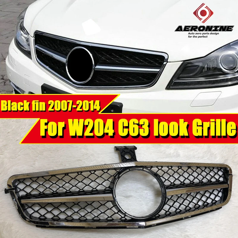 Для Mercedes C204 W204 C класс спортивный передний бампер C63 стиль решетка решетки грили Гальванизированный черный прямой 1:1 замена 07-14