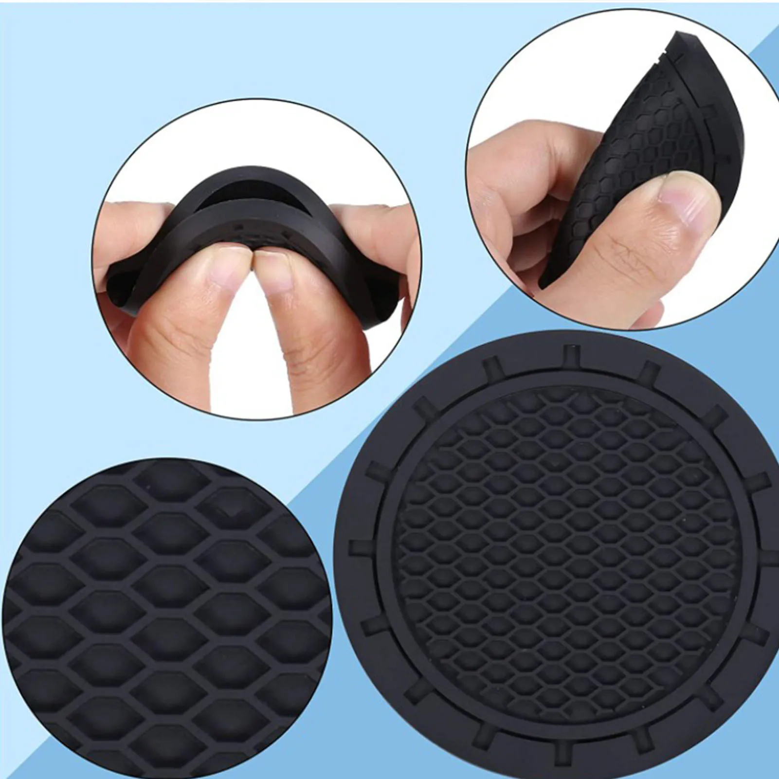 4pcs Car Coaster Water Cup Bottle Holder Anti-slip Pad Mat Silica Gel For Interior Decoration Car Styling Accessories 7X7X 0.5cm