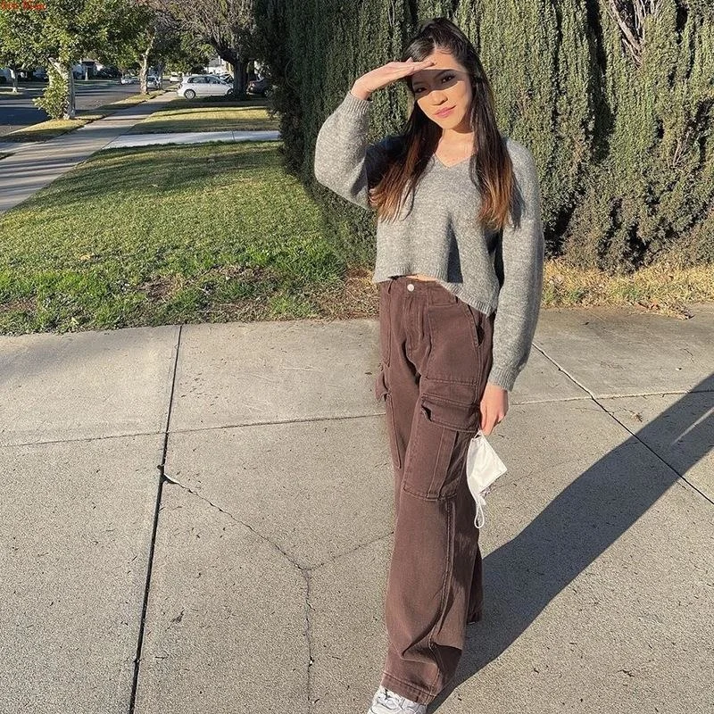 Women's Wide Pants Casual And Versatile High Waist Loose Fit Mid Jeans Causal Women | Женская одежда