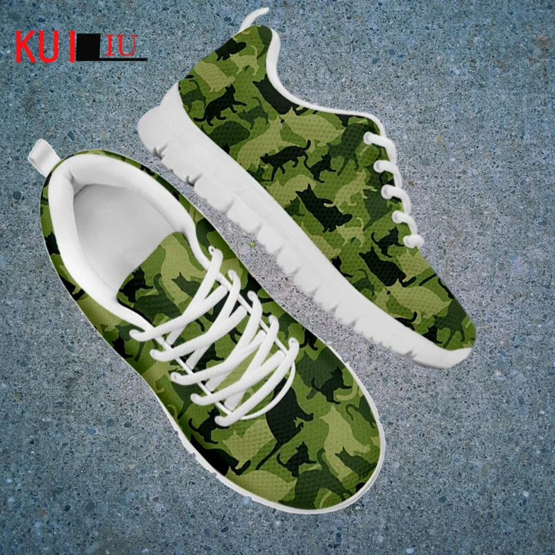 

KUILIU Sports Casual Women Men Breathable Shoes Cats Camouflage Design Autumn Lightweight All-match Unisex Shoes Dropshipping