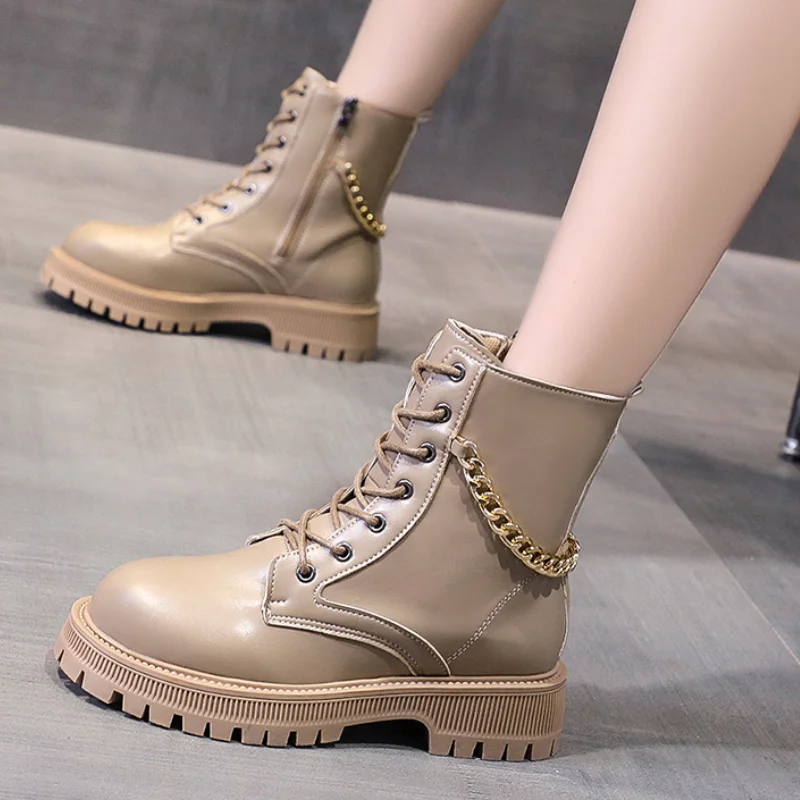 

Женские ботильоны из искусственной кожи, с круглым носком, на шнуровке