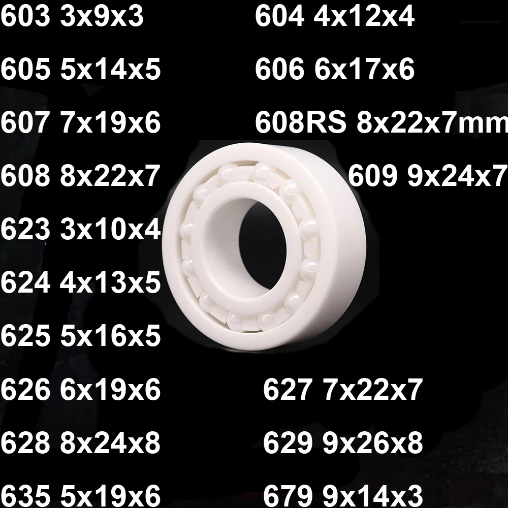 1 шт. ZrO2 Керамика шариковый подшипник открытой уплотнение циркония 603 604 605 606 607 608