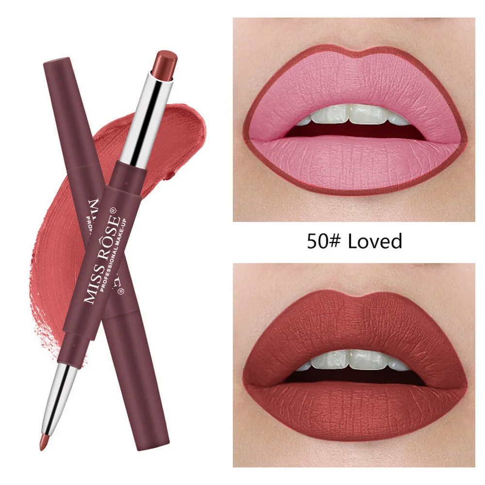 50 MISS ROSE, 14 цветов, двухконцевые помады, стойкая, водостойкая, профессиональная, увлажняющая, для губ, карандаш, матовая - Цвет: 50