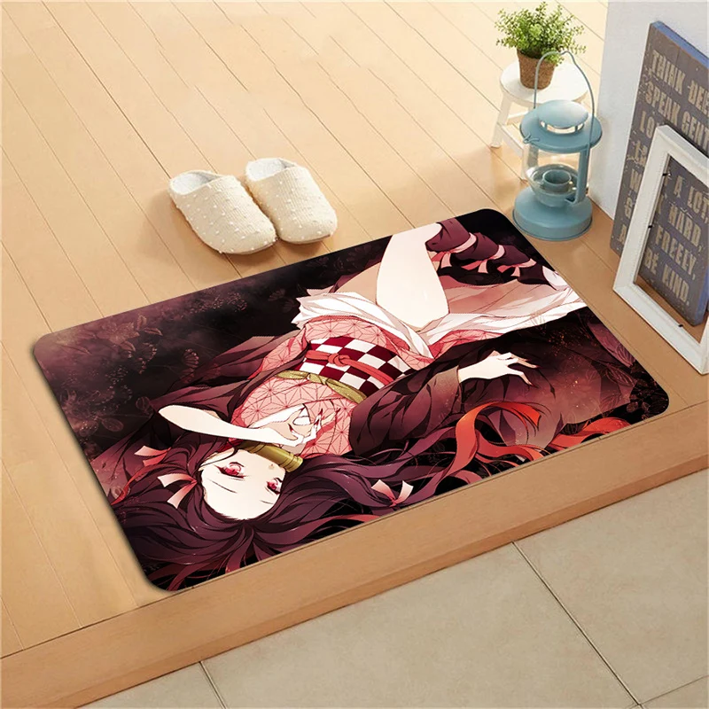 

Anime Demon Slayer Cartoon Floor Mat Door Mat Non-Slip Welcome Indoor Outdoor Home Floor Bath Garden Mat