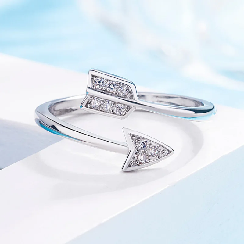 2019 Fashion Silver Plated Arrow Crystal Rings for Women Adjustable Engagement Ring Love Accesorios Mujer L030 | Украшения и