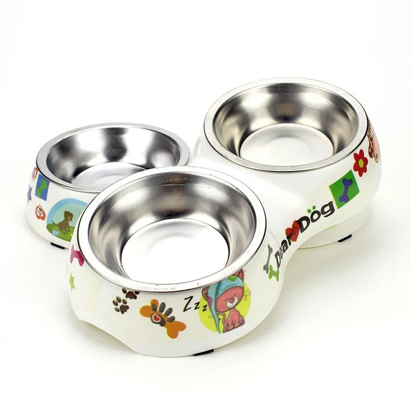 

Double Pet Bowls Dog Food Water Feeder Stainless Steel Pet Drinking Dish Feeder Cat Puppy Feeding Supplies Small Dog Accessorie