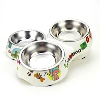 double pet bowls dog food water feeder stainless steel pet drinking dish feeder cat puppy feeding supplies small dog accessorie