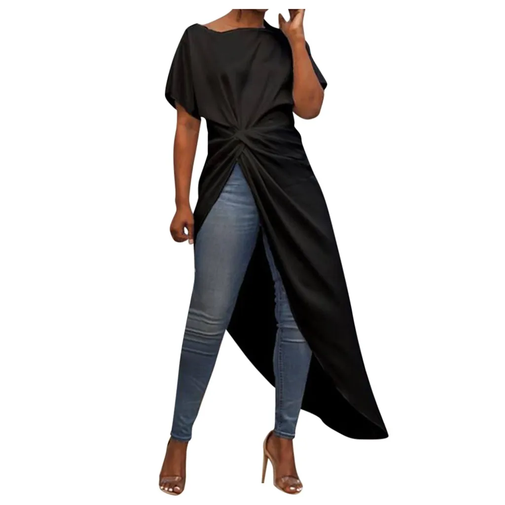 Женская Асимметричная туника топы женская блузка Весенняя рубашка 2020