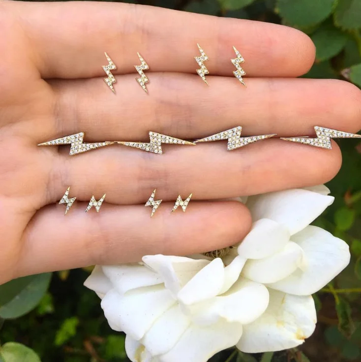 6 пар/компл. с украшением в виде кристаллов и молний маленькие серьги-гвоздики