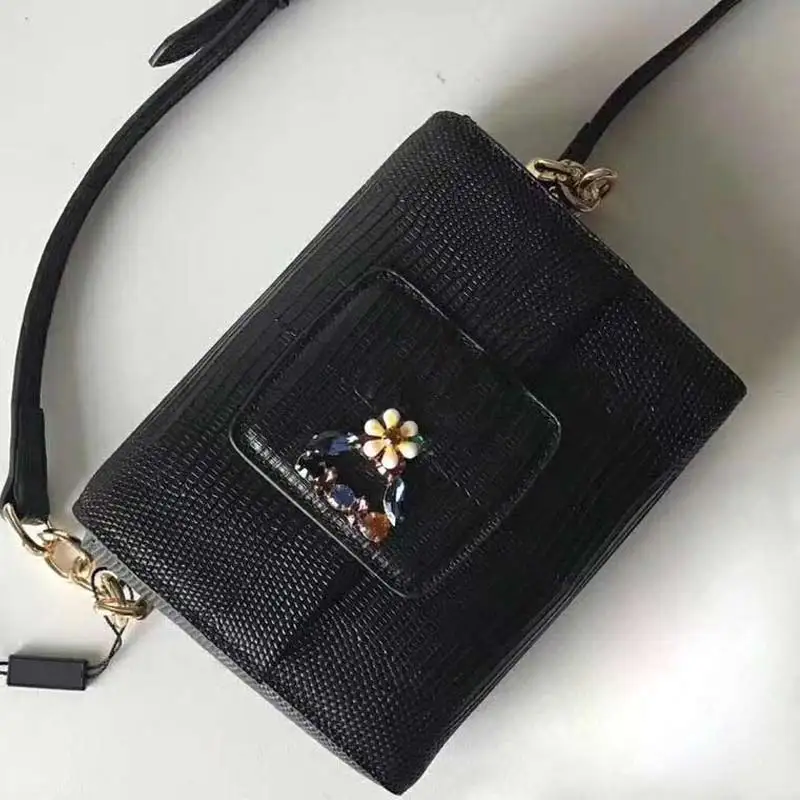 2019 новая маленькая квадратная сумка из кожи ящерицы с кристаллами