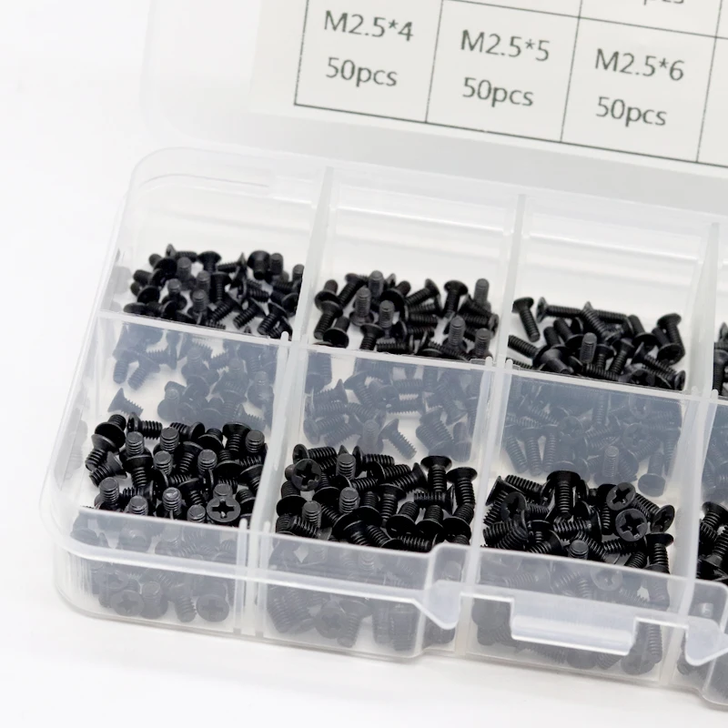 250pcs500pcs m2 m2 5 m3 km screw flat head phillips screws laptop notebook screws set kit for computer small screw free global shipping
