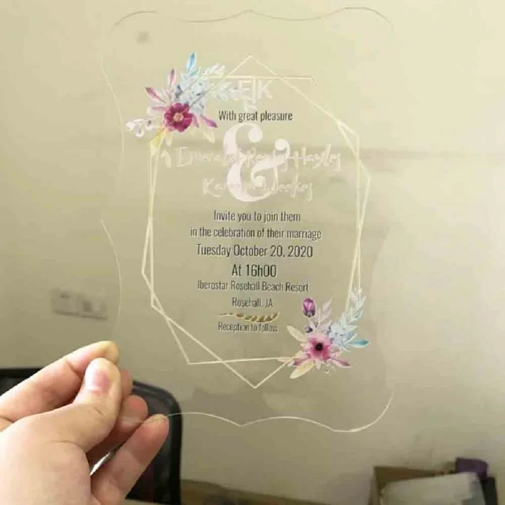 50 шт Новое поступление красочные акриловые свадебные приглашения лазерная резка