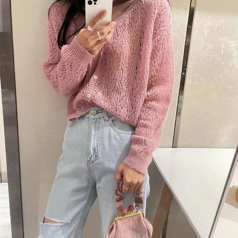 

Cardigan Sweater Knitted Women New Soft Lazy Knit Sweater Stylish Long Sleeve Jacket Loose Simple Sweaters Ladies Tops Female