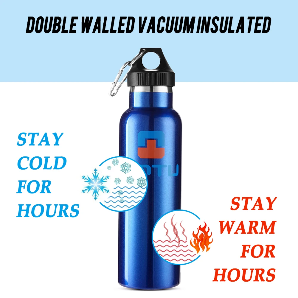 600 мл Двойная Стенка Изолированная нержавеющая сталь бутылка для воды Набор