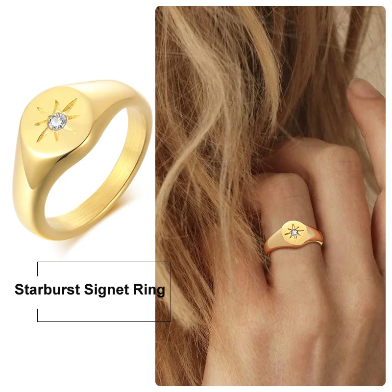 Фианит Starburst кольцо для женщин нержавеющая сталь CZ Starlet бренд Stampt кольца