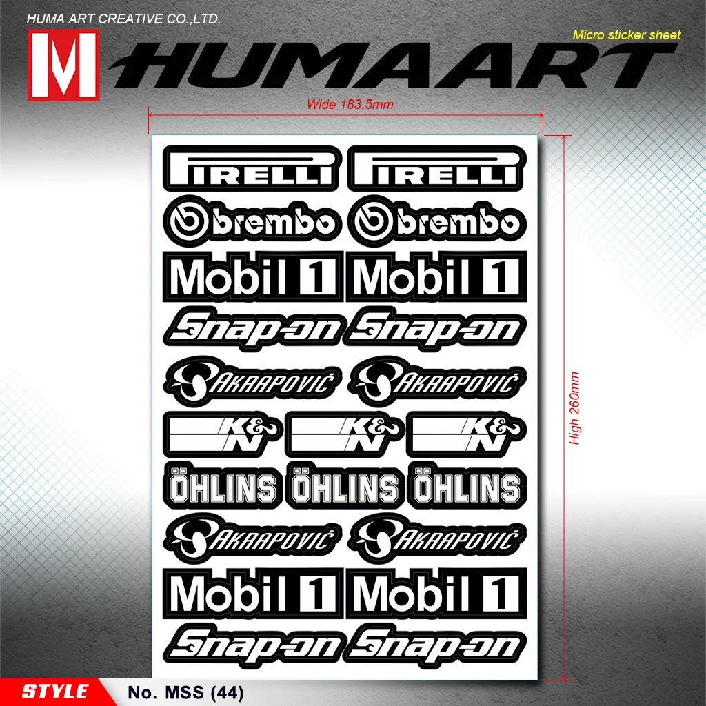 

HUMAART Motocross Racing Sponsor Stickers Bomb Graffiti Decor Vinyl Decals for MX Motorcycle Fairing Quad ATV Helmet , Black