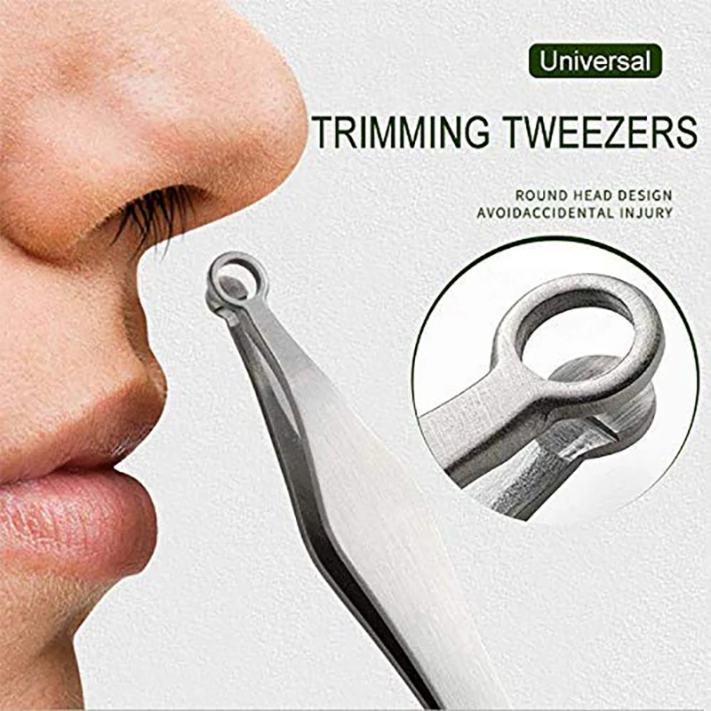 

Universal Nose Hair Trimming Tweezers Stainless Steel Round Tip Eyebrow Clippers