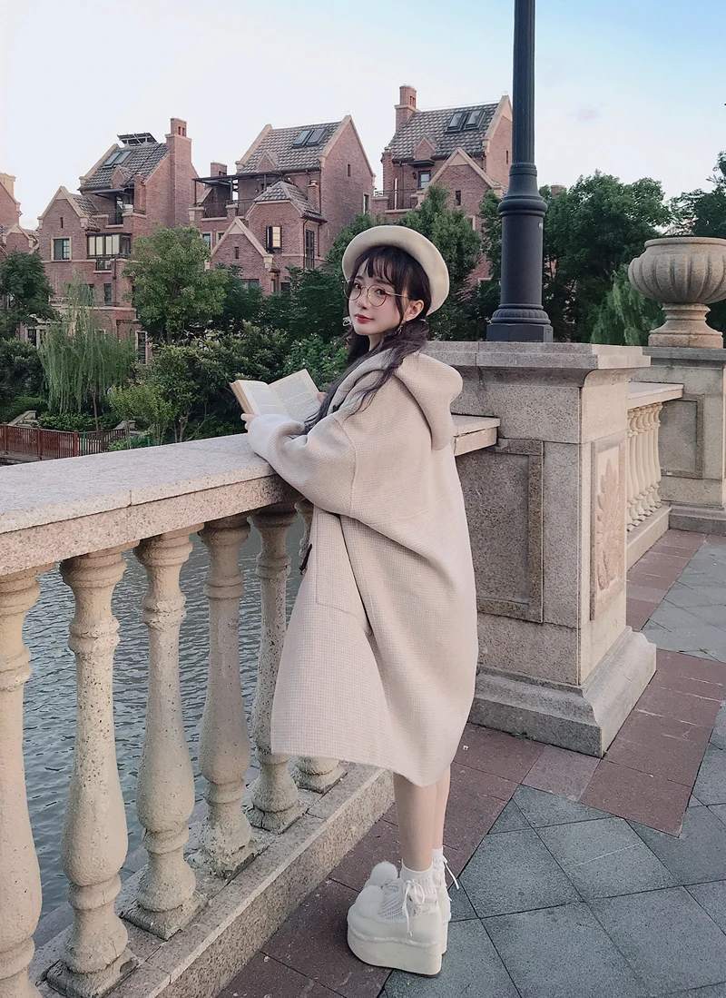 Женская шуба с капюшоном Bobon21 креативная верхняя одежда из овечьей шерсти